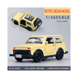 1/36 Simulation Kids Lada Toy Car Model Pull Back Alloy Die Cast Vehicles Gifts For Boy Children - Yellow
