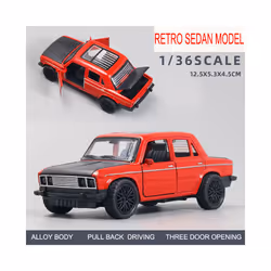 1/36 Simulation Kids Lada Toy Car Model Pull Back Alloy Die Cast Vehicles Gifts For Boy Children - Red