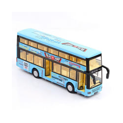 1/36 Toy Car Model Hong Kong Double-decker Bus Diecast Alloy Model Base Plastic Rubber Tire Door Can - Blue