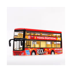 1/36 Toy Car Model Hong Kong Double-decker Bus Diecast Alloy Model Base Plastic Rubber Tire Door Can - Red