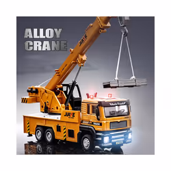 1/50 Scale Crane Engineering Car Model Toy Metal Vehicles Body Alloy Diecast Simulation Crane Rubber - Yellow