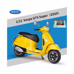 1:12 Vespa GTS Super 2020 Alloy Leisure Motorcycle Model Simulation Metal - Yellow retail box