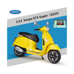 1:12 Vespa GTS Super 2020 Alloy Leisure Motorcycle Model Simulation Metal - Yellow retail box