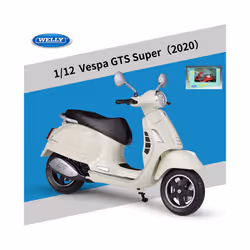 1:12 Vespa GTS Super 2020 Alloy Leisure Motorcycle Model Simulation Metal - White retail box
