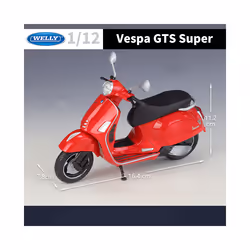 1:12 Vespa GTS Super 2020 Alloy Leisure Motorcycle Model Simulation Metal - Red foam box