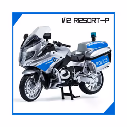 1:12 BMW R1250RT Motorcycles Simulation Alloy Motorcycle Model Shock Absorbers - Police Silver no box