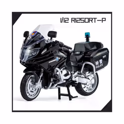 1:12 BMW R1250RT Motorcycles Simulation Alloy Motorcycle Model Shock Absorbers - Police Black no box