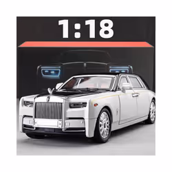 1:18 Rolls-Royce Phantom Model Car, Zinc Alloy Pull Back Toy Diecast Car with Sound and Light, Realistic - black With Box