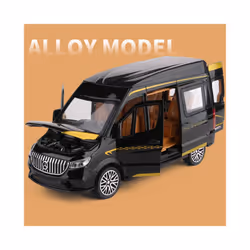 1:24 Sprinter Alloy MPV Car Model Diecast Metal Toy Vehicles Car Model Collection Sound and Light Simulation - Black