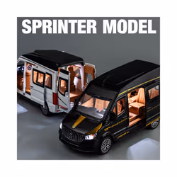 1:24 Sprinter Alloy MPV Car Model Diecast Metal Toy Vehicles Car Model Collection Sound and Light Simulation - Black