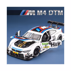 1:24 BMW M4 GT3 Alloy Sports Car Model Diecast Metal Toy Car Vehicles Model Simulation Sound and Light - M4 DTM White