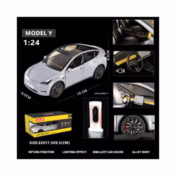 1:24 Simulation for Tesla MODEL Y SUV Alloy Cars Toy Diecasts Vehicles Metal Model Car Decoration for - Gray