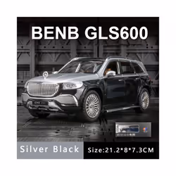 1:24 Benz Maybach Gls600 Alloy Car Model Sound And Light Pull Back Toy Car Suv Off-Road Vehicle Boy - Silver with box