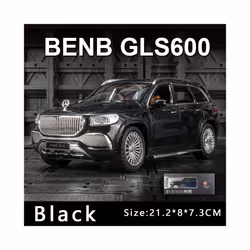 1:24 Benz Maybach Gls600 Alloy Car Model Sound And Light Pull Back Toy Car Suv Off-Road Vehicle Boy - Black with box
