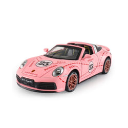 1:32 Porsche 911 Targa 4S Supercar Alloy Car Model Diecasts Metal Toy Car Sound And Light Boy Kids Toy - Pink No box