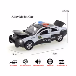 1:32 Alloy Diecasts Simulation Police Model Toy Cars Pull Back Light And Sound Collection Metal Vehicles - 1