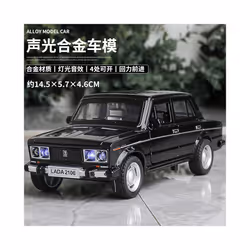 1:32 LADA 2106 Alloy Classic Car Model Diecast Metal Toy Sound and Light Pull Back Children Toy Miniature - black