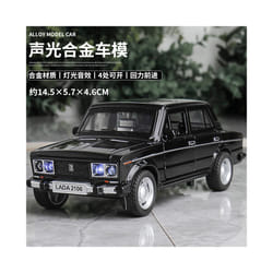 1:32 LADA 2106 Alloy Classic Car Model Diecast Metal Toy Sound and Light Pull Back Children Toy Miniature - black