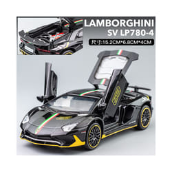 1:32 Lamborghini Aventador SVJ LP780-4 Super Sports Car Alloy Metal Diecast Model Car Sound & Light - black