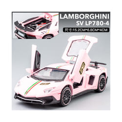 1:32 Lamborghini Aventador SVJ LP780-4 Super Sports Car Alloy Metal Diecast Model Car Sound & Light - pink