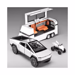 1:32 Toy Trucks for Boys Cybertruck Model Silver Pickup Truck Diecast Metal Toy Cars with Sound and - Pickup RV Silver