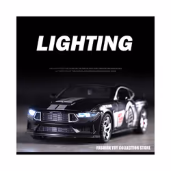 1: 32 Mustang GT500 Fast & Furious Alloy Car Model Diecasts Toy With Sound and Light Vehicles Decoration - Black-no box