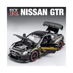 1:32 Nissan GTR R34 GT-R R35 Fast & Furious Alloy Car Model Sound and Light Pull Back Children's Toy - R35 Black