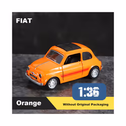 1:36 Alloy Vintage Diecast Car Model FIAT MINI Classic Pull Back Car Model Miniature Vehicle Replica - F-Orange