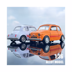 1:36 Alloy Vintage Diecast Car Model FIAT MINI Classic Pull Back Car Model Miniature Vehicle Replica - F-Orange