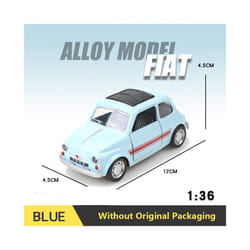 1:36 Alloy Vintage Diecast Car Model FIAT MINI Classic Pull Back Car Model Miniature Vehicle Replica - F-Blue