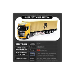 1:50 Simulation Alloy Diecast Large Truck Head Model Container Toy Pull Back Sound Light Engineering - Yellow Yellow