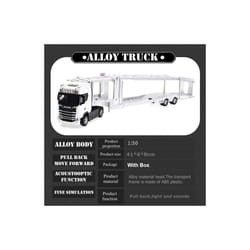 1:50 Simulation Alloy Diecast Large Truck Head Model Container Toy Pull Back Sound Light Engineering - White Flatbed Truck