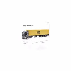 1:50 Diecast Alloy Truck Head Model Toy Container Truck Pull Back With Light Engineering Transport Vehicle - Container  Black
