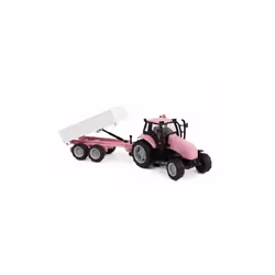 1-32 Scale Light & Sound Pink Tractor with Trailer Diecast