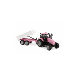 1-32 Scale Light & Sound Pink Tractor with Trailer Diecast