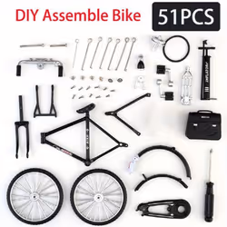 51pcs DIY Retro Bicycle Model Ornament Alloy Metal Mini Bike Sliding Assembled Version Collection Toys For Adult Christmas As ...