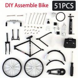 51pcs DIY Retro Bicycle Model Ornament Alloy Metal Mini Bike Sliding Assembled Version Collection Toys For Adult Christmas Assembling