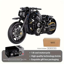 586pcs 1:8 Cool Technology Motorcycle Building Blocks Toy, Simulative Model, DIY Puzzle Assembly Compatible - Black