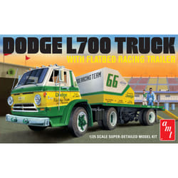 AMT 1368 Dodge L700 Truck w/Flatbed Racing Trailer 1:25 Model Kit