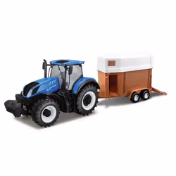 Bburago 1:32 New Holland T7Hd Tractor With Horse Trailer Diecast Metal Model