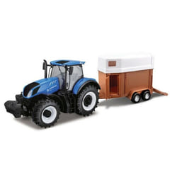 Bburago 1:32 New Holland T7Hd Tractor With Horse Trailer Diecast Metal Model