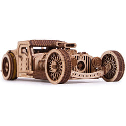 Wood Trick Hot Rod Wooden Model Car Kit to Build - Rides up to 32 feet - Very Detailed and Sturdy - No Batteries - 3D Wooden...