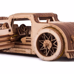 Wood Trick Hot Rod Wooden Model Car Kit to Build - Rides up to 32 feet - Very Detailed and Sturdy - No Batteries - 3D Wooden...