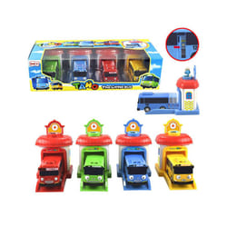 4pcs/set Scale model Tayo the little bus children miniature bus baby oyuncak garage tayo bus Ejection