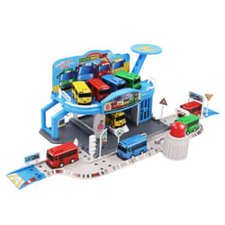 Cartoons the Little Bus Set Assembled Bus Station Parking Lot