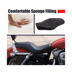Black Motorcycle Front Driver Rear Passenger Two Up Seat For Harley Sportster XL 883 1200 48 2004-2016