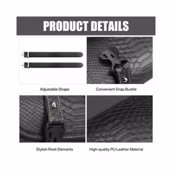 Motorcycle Backpack Saddle Bag Crocodile Pattern PU Leather Front Tool Roll Bag Luggage Saddlebag For BMW Chopper Bobber Cruiser