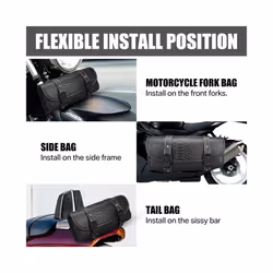 Motorcycle Backpack Saddle Bag Crocodile Pattern PU Leather Front Tool Roll Bag Luggage Saddlebag For BMW Chopper Bobber Cruiser