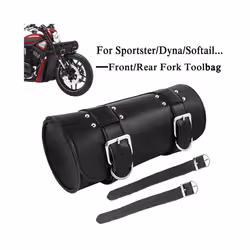 Motorcycle Front/Rear Fork Bags For Harley Sportster Chopper Bobber Cruiser Dyna Softail PU Leather Luggage Saddlebag Tool Ba ...