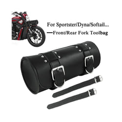 Motorcycle Front/Rear Fork Bags For Harley Sportster Chopper Bobber Cruiser Dyna Softail PU Leather Luggage Saddlebag Tool Bag